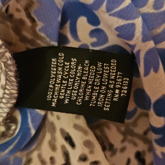 Nicole Miller Black, White, & Blue Animal Print/mixed Print Button Up, Sz M - Picture 8 of 8